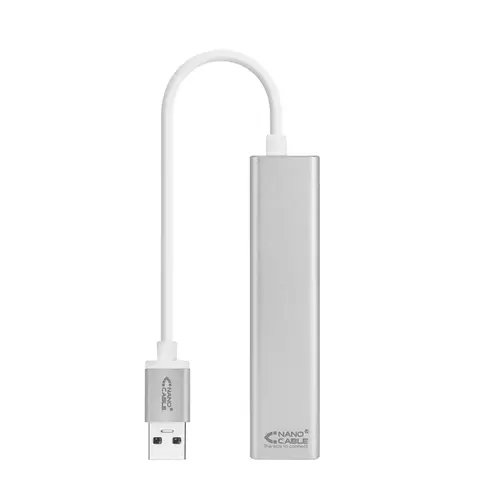 Conversor USB 3.0 a Ethernet Gigabit + 3xUSB 3.0, Plata, 15 cm - Imagen 1