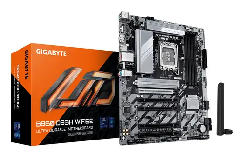 B860 DS3H WIFI6E Placa base - CPUs Intel Core Ultra, VRM de 8+1+2+2 fases, hasta 9066MHz DDR5, 1xPCIe 5.0 + 1xPCIe 4.0 M.2, LAN 2,5 GbE, WIFI 6E, USB 3.2 Gen 2x2 - Imagen 1
