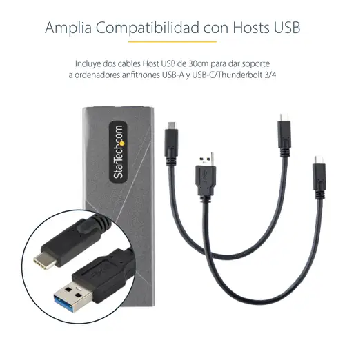 Caja Externa de Aluninio USB-C 10Gbps a NVMe M.2 o SSD M.2 SATA - Sin Herramientas para SSD M.2 NGFF PCIe/SATA - con Cables USB Tipo C o USB-A - 2230/2242/2260/2280 - Imagen 11