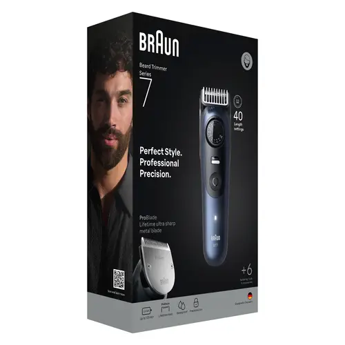 BeardTrimmer 7 BT7520 Batería 40 2 cm Mojado y seco Negro, Azul - Imagen 3