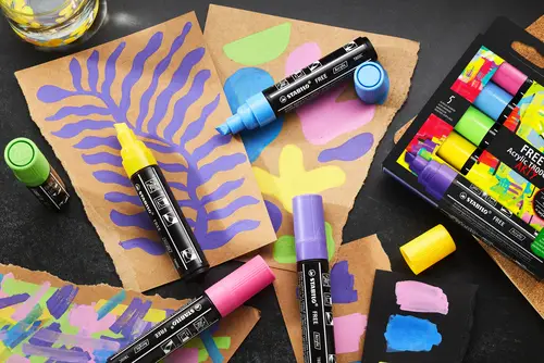 FREE Acrylic T800C Set 1 marcador 5 pieza(s) Punta de cincel Verde claro, Azul metálico, Rosa, Violeta, Amarillo - Imagen 5