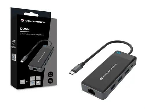 DONN14G base para portátil y replicador de puertos Alámbrico USB 3.2 Gen 1 (3.1 Gen 1) Type-C Gris - Imagen 4