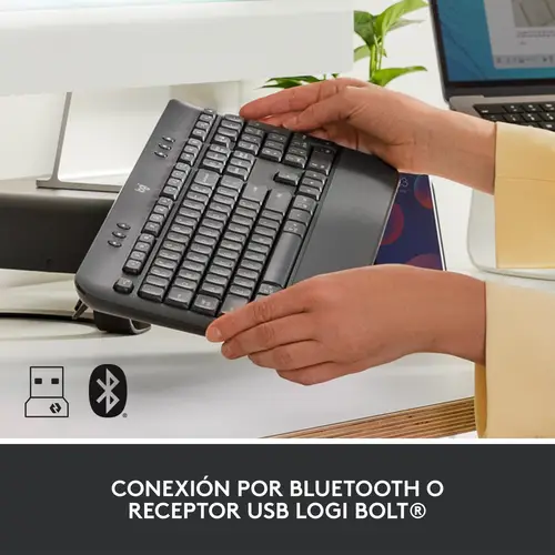 920-010917 teclado Oficina RF Wireless + Bluetooth QWERTY Español Grafito - Imagen 10