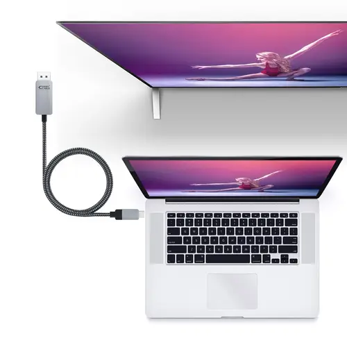10.15.5002 adaptador de cable de vídeo 1,8 m USB Tipo C DisplayPort Aluminio, Negro - Imagen 4