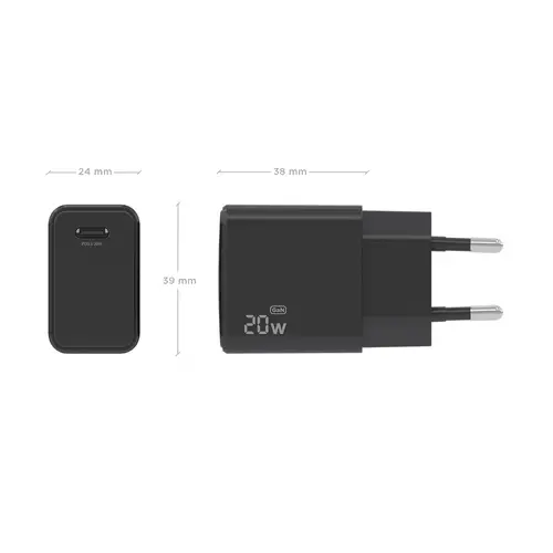 Cargador GaN USB-C PD3.0 1xUSB-C 20W, Negro - Imagen 4