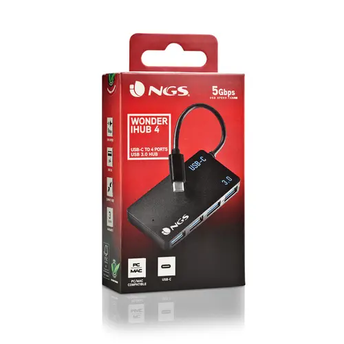 WONDER IHUB4 USB 3.2 Gen 1 (3.1 Gen 1) Type-A 480 Mbit/s Negro - Imagen 6