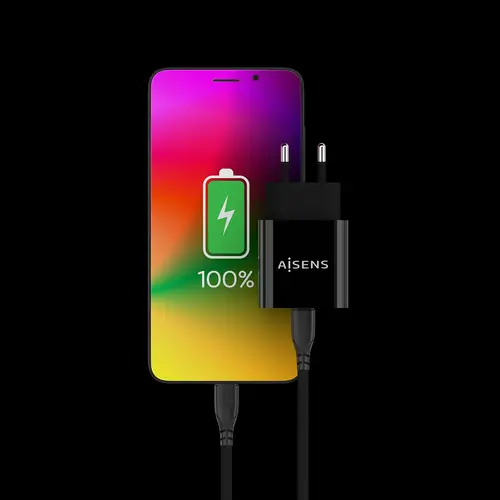 Cargador USB-C PD3.0 1 Puerto 1x USB-C 20 W, Negro - Imagen 4