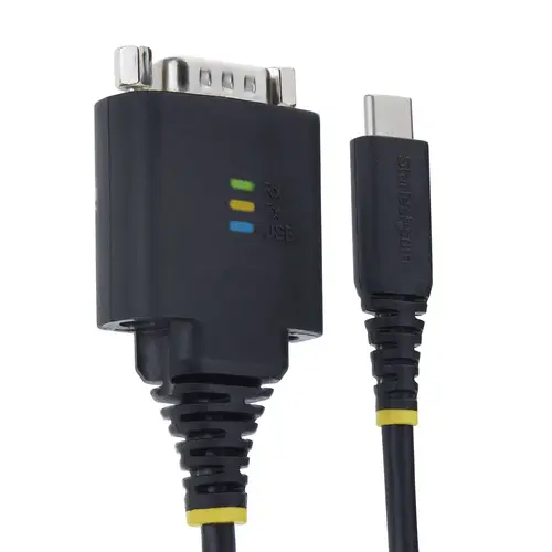Cable Adaptador USB-C a Serie de 30cm - Chipset FTDI - Retención COM - Tipo C a RS232 DB9 Macho - LEDs de Estado - DB9 Con Tuercas y Tornillos de Fijación Intercambiables - Imagen 2