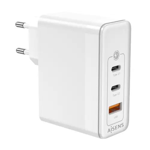 Cargador Gan 100W, 2xUSB-C PD3.0 QC4.0 QC5.0, 1xUSB-A QC3.0, Blanco - Imagen 3