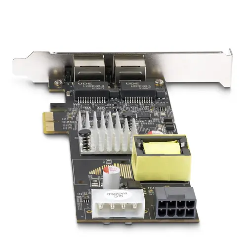 Tarjeta de Red Ethernet PCIe de 2 Puertos PoE de 2,5Gb - Tarjeta de Red NBASE-T - Adaptador LAN PCI Express - Intel I225-V Doble - PoE+ - 802.3af/at - Alimentado por LP4/PCIe de 8 Pines - Imagen 4