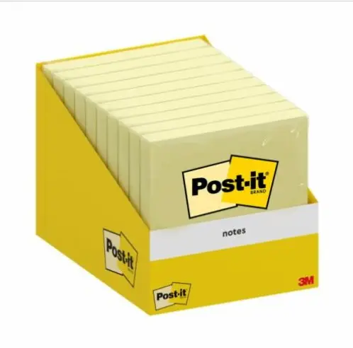 BLOC 100 HOJAS NOTAS ADHESIVAS 76X76MM CANARY YELLOW ENCELOFANADO  6820-CY-W10 POST-IT 7100317841