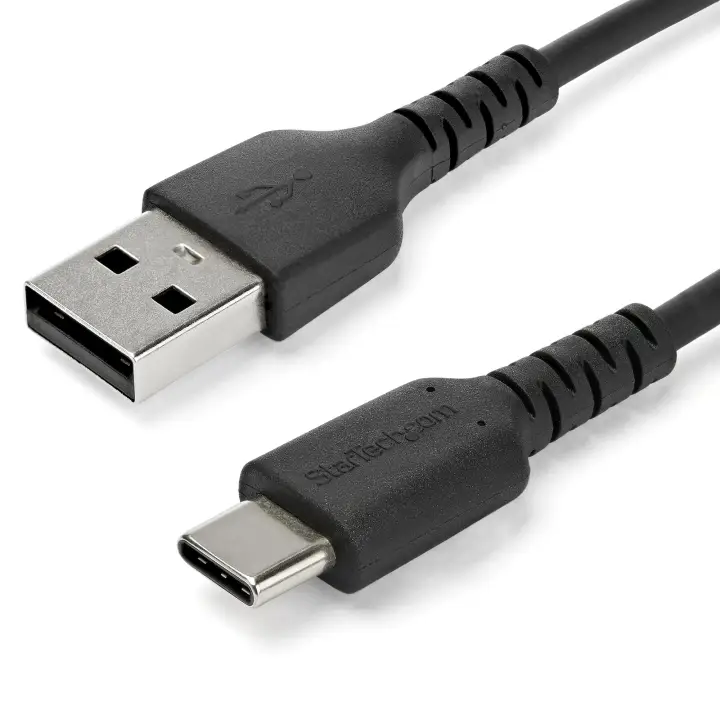 Cable de Carga USB-A a USB-C de 1m - Cable de Carga Rápida y Sincronización USB 2.0 de Servicio Pesado - Cable de Datos USB 2.0- Resistente con Fibra de Aramida - M/M - 3A - Negro