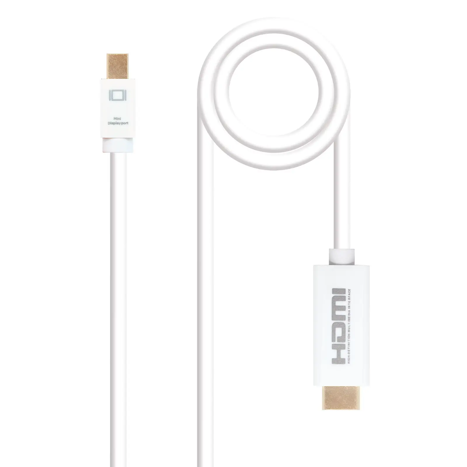 Cable conversor Mini DP a HDMI, Mini DP/M - HDMI/M, Blanco, 5.0 M
