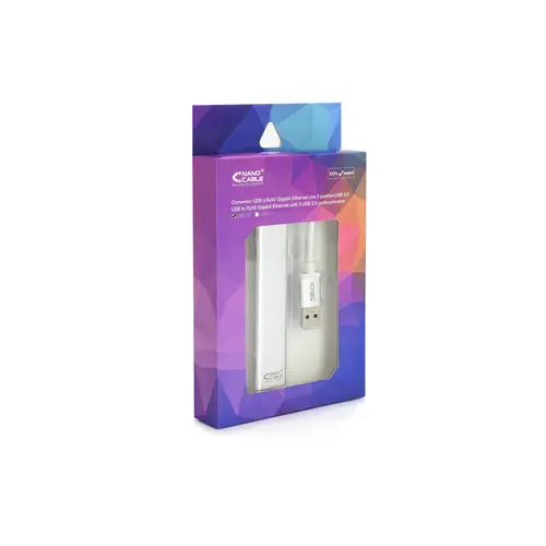 Conversor USB 3.0 a Ethernet Gigabit + 3xUSB 3.0, Plata, 15 cm - Imagen 3