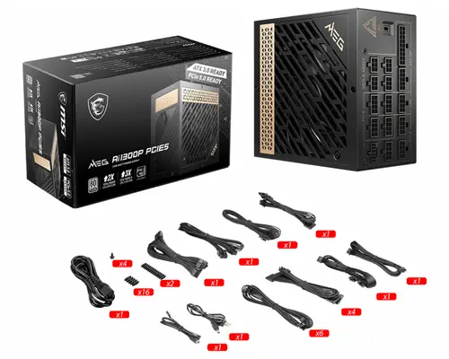 MEG AI1300P PCIE5 unidad de fuente de alimentación 1300 W 24-pin ATX ATX Negro - Imagen 5
