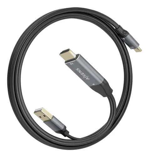 Cable Conversor Aluminio HDMI V2.0 A USB-C 4K@60HZ, HDMI/M+USB-A/M-USB-C/M, Negro, 1.8m - Imagen 2