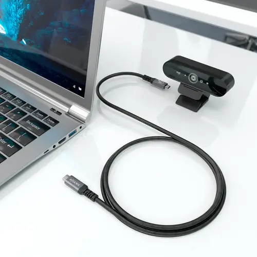 Cable USB4 Gen3x2 Aluminio 40Gbps 8K@60Hz 5A 48V 240W E-Mark, Tipo USB-C/M-USB-C/M, Negro, 1.5m - Imagen 4