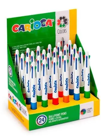CARIOCA BOLÍGRAFO MAXI 4 COLORES RETRÁCTIL - EXPOSITOR DE 24