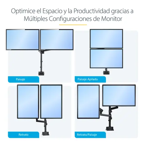 Brazo de Soporte para Dos Monitores - Base Soporte de Movimiento Articulado y Altura Ajustable para 2 Monitores VESA de hasta 32 Pulgadas 8kg - Grommet o Mordaza - Imagen 14