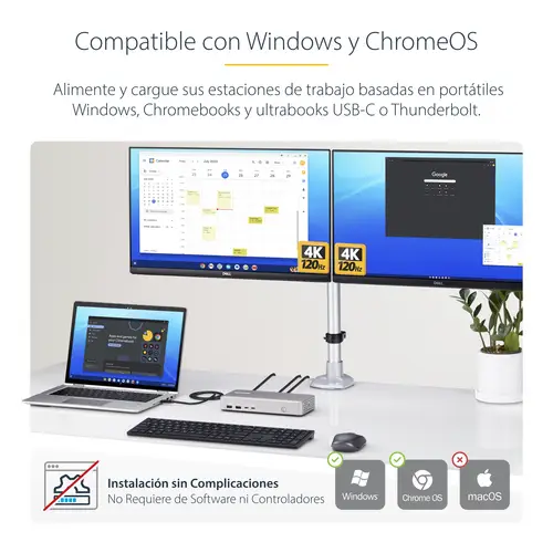 Docking Station USB4 - USB-C de 40Gbps - Vídeo Doble HDMI - Hasta 2x 4K 60Hz 4:4:4 (RGB) o 2x 4K 120Hz 4:2:2 - con Hub Ladrón 6x USB - 2,5GbE - PD 100W - Docking Station USB Tipo C - Imagen 13