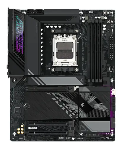 X870E AORUS ELITE WIFI7 Placa Base - Compatible con CPUs AMD Ryzen 9000, 16+2+2 fases VRM digitales, hasta 8000Hz DDR5 (OC), 3xPCIe 5.0 + 1xPCIe 4.0, Wi-Fi 7, LAN 2.5GbE, USB 4 - Imagen 2