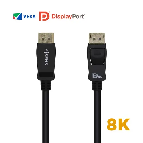 Cable Displayport Certificado V1.4 8k@60hz, DP/M-DP/M, Negro, 1.0m - Imagen 2