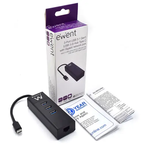 EW1141 base para portátil y replicador de puertos USB 3.2 Gen 1 (3.1 Gen 1) Type-C Negro - Imagen 6