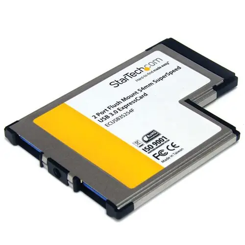 Tarjeta Adaptador ExpressCard/54 USB 3.0 SuperSpeed de 2 Puertos con UASP - Montaje al Ras - Flush Mount - Imagen 1