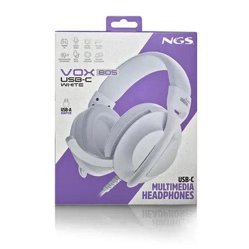 VOX805 USB-C WHITE Auriculares Alámbrico Diadema Llamadas/Música USB Tipo C Blanco - Imagen 7
