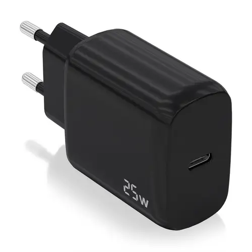 Cargador USB-C PD3.0 1 Puerto 1xUSB-C 25W, Negro - Imagen 1