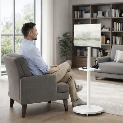 Ewent SOPORTE DE SUELO CON RUEDAS REGULABLE EN ALTURA CON RESORTE DE GAS HASTA 35 - Imagen 2