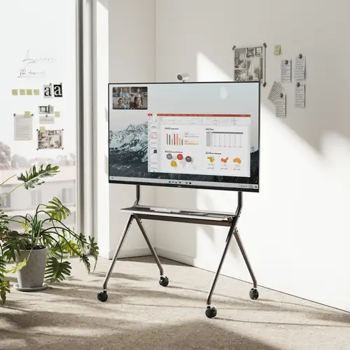 Soporte De Suelo Pro Con Rueda, 1 Bandeja Para Pantalla Interactiva/TV 120kg De 50-86, Negro - Imagen 7