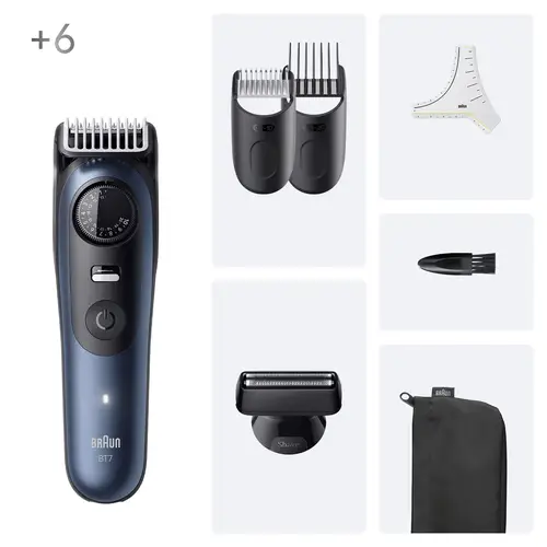BeardTrimmer 7 BT7520 Batería 40 2 cm Mojado y seco Negro, Azul - Imagen 2