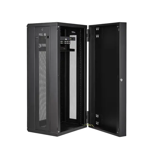 Armario Rack de Pared para Servidores 26U 19" 4 Columnas y Estante 1U - Rack de Servidores de Montaje en Pared con Bisagra - Rack Ventilado para Equipo de Red - Imagen 5