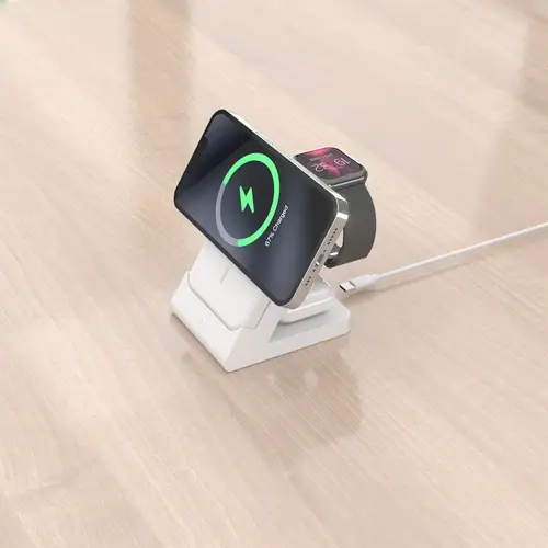 AISENS Cargador Inalambrico USB C 4 en 1 De 15W Para Movil  Apple Watch  Auriculares Con Estuche De Carga  Blanco - Imagen 6