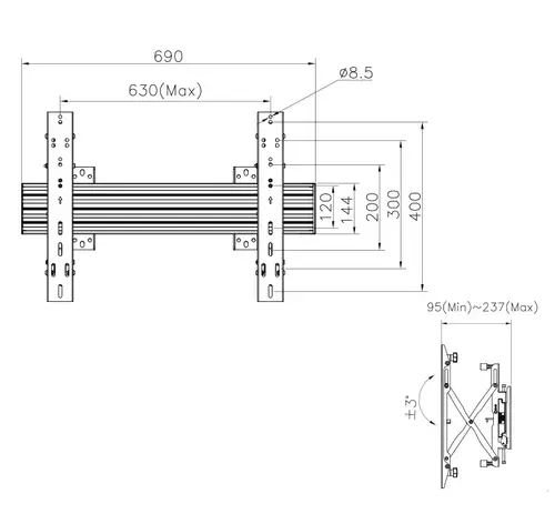 Soporte de pared modular para TV de 37«-65» con encastre a presión y desplegable - Imagen 5