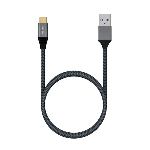 Cable USB 3.1 Gen2 Aluminio 10Gbps 3A, Tipo USB-C/M-A/M, Gris, 1.5M - Imagen 3