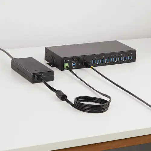 Hub Ladrón Industrial de Metal USB 3.0 5Gbps de 16 Puertos - de Montaje - Alimentación por Bloque de Terminales - Protección ESD - Carga por USB - para 2 Hosts - Imagen 9