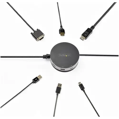 Adaptador Multipuertos USB-C - Docking Station USB 3.1 Gen 2 Tipo C con Vídeo HDMI, DisplayPort de 4K a 60Hz o VGA de 1080p - PD de 75W - Hub Ladrón USB de 3 Puertos - Replicador de Puertos Móvil - Imagen 3