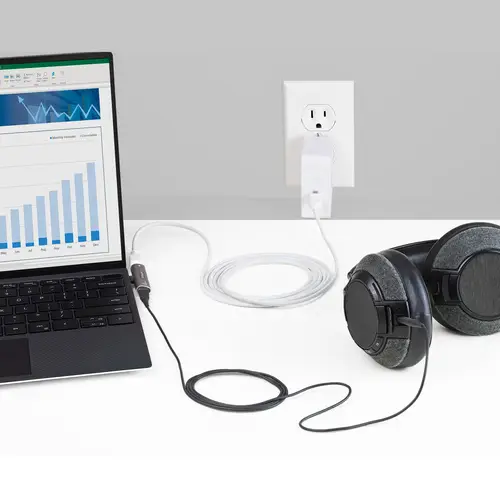 Adaptador de Audio y Carga USB-C - Adaptador de Audio USB Tipo C con USB-C para Auriculares con Micrófono y Pass Through de 60W USBC para Cargador - Imagen 2