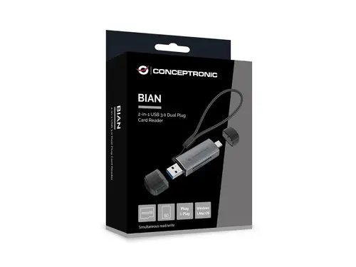 BIAN05G lector de tarjeta USB 3.2 Gen 1 (3.1 Gen 1) Type-A/Type-C Gris - Imagen 3
