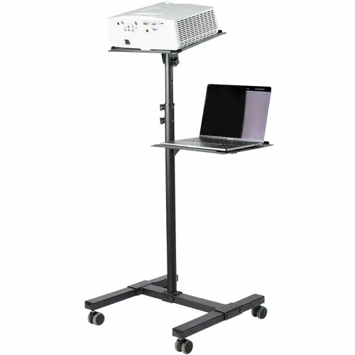 Soporte Móvil para Proyector y Ordenador Portátil - Carrito de Servicio Pesado para Proyector (2 Estantes) - de Altura Ajustable para Presentaciones - con Ruedas Bloqueables - Imagen 3