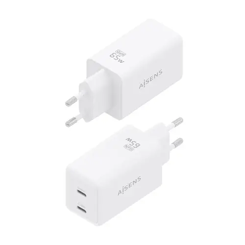Cargador GaN 65W, 2xUSB-C PD3.0 QC4.0, Blanco - Imagen 3