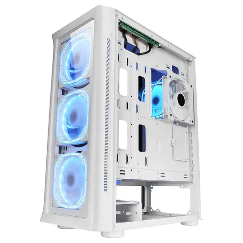 MC-NEO, Torre Gaming XXL E-ATX, Ventana Lateral y Frontal Cristal Templado, 4X Ventiladores ARGB 120mm + Ventilador 120mm, Sistema CPU Freezer, Blanco - Imagen 3