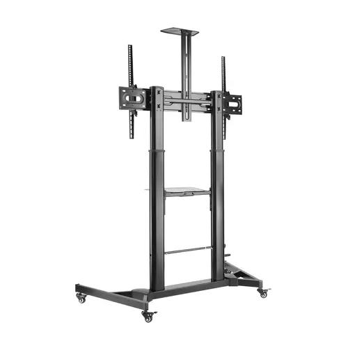 Soporte de Suelo ECO con Ruedas y Manivela, Bandeja para DVD y Soporte de Cámara para Monitor/TV 100Kg de 60-100, Negro - Imagen 3