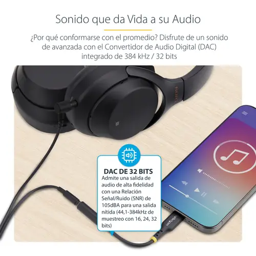 Adaptador de Audio USB-C a 3,5mm TRRS Minijack - Adaptador de Audio USB Tipo C para Auriculares con Micrófono - DAC de 32bits - de Portátil/Móvil/Tablet - Compatible con USB-C/Thunderbolt - Imagen 15