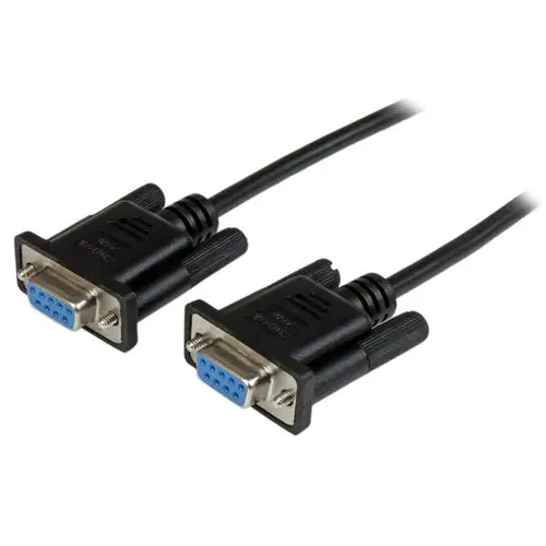 Cable de 2m Nulo de Módem Serie RS232 DB9 - Hembra a Hembra - Color Negro - Imagen 1