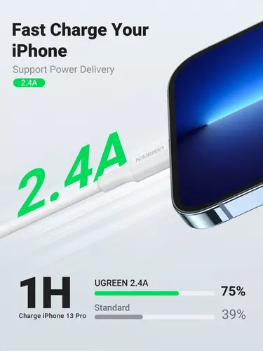 cable USB 2.0 A lightning 2m, 5V/2.4A iPhone 7 / 7plus / 6S/ 6 / 6 Plus, iPhone 5s/5c/5, iPad Mini/Mini 2, iPad 1 m Blanco - Imagen 2