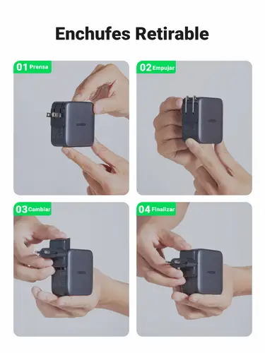 65W Nexode GaN Auriculares, Teléfono móvil, Portátil, Reloj inteligente, Tableta Gris USB Carga rápida Interior - Imagen 6