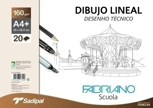 BLOC DIB.LINEAL FABRIANO A4+ 20h LISO - Pack de 5 unidades